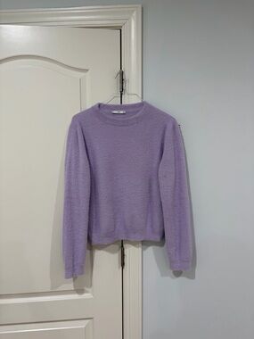 Mango Lilac Fuzzy Crewneck Sweater